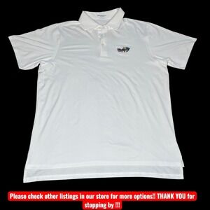 B. Draddy Sport Mens Large White‎ Performance Polo Shirt Oxen Cart Embroidery